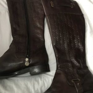 Etienne Aiger chocolate brown monogrammed boots
